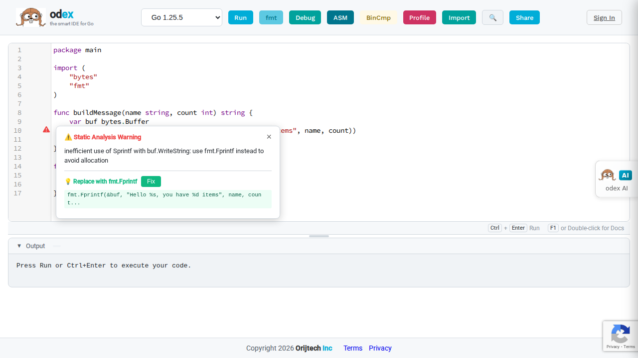 Performance Static Analysis with One-Click Fix