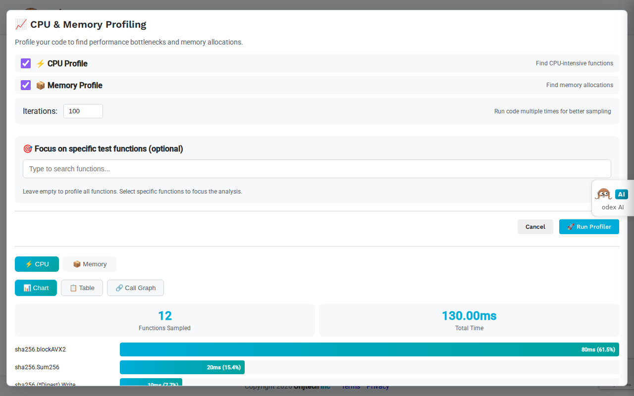 CPU Profiling with flame chart