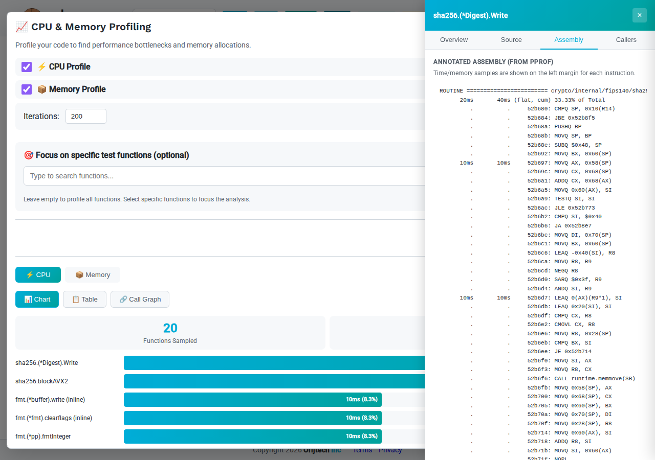 Assembly view with timing